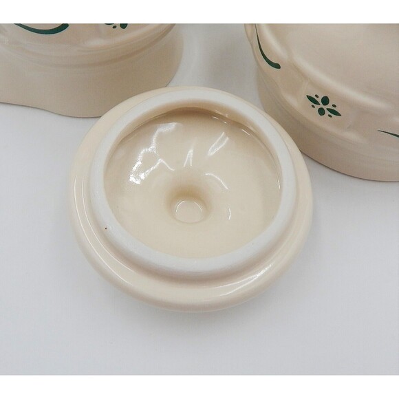 Longaberger Pottery Woven Traditions Heritage Green Sugar & Creamer Set - Picture 8 of 8